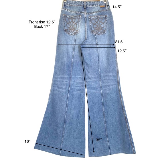 Zimmermann Kaleidoscope Embroidered Vintage Blue High Waist Flared Jeans Size 29 - Picture 5 of 8
